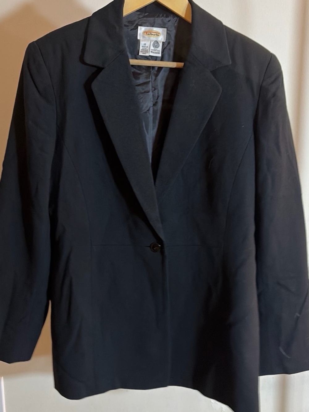 Vintage Women’s Blazer SIZE 10 Pure 100% Wool Black Talbots Suit Jacket 90s